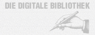 Schreibende Hand mit Schriftzug DIE DIGITALE BIBLIOTHEK